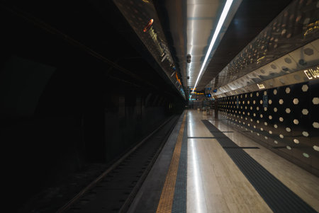 Empty metro station in Naples, Italy.