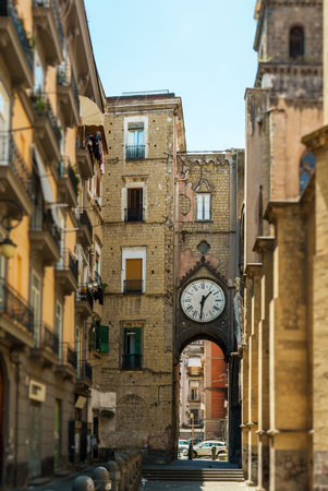 Typical italian street in Naples town, Italy.