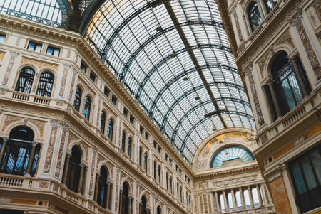 Galleria Umberto I shopping gallery in Naples, Italy.
