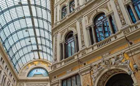 Galleria Umberto I shopping gallery in Naples, Italy.のeditorial素材