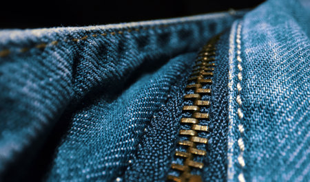 Denim blue jeans fabric texture. Close-up.の写真素材