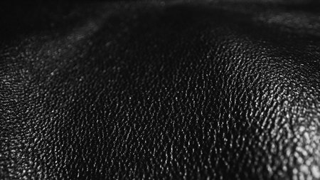 Faux black tanned leather. Macro view.