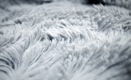 Light grey synthetic fur details. Macro view.の写真素材