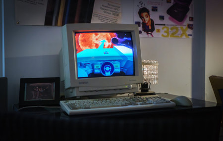 Tallinn, Estonia - 21.05.2022: LVLup! Video Game Museum, old PC