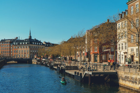 Copenhagen, Denmark - 08.05.2022: Sea channels in the city center.のeditorial素材