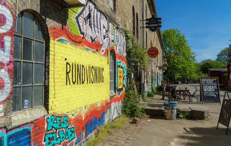Copenhagen, Denmark - 08.05.2022: Inside of Freetown Christiania.のeditorial素材