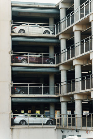 View of Multi-level parking building for vehicles.の写真素材