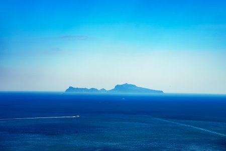 Capri island in the Tyrrhenian Sea, Italy.の写真素材