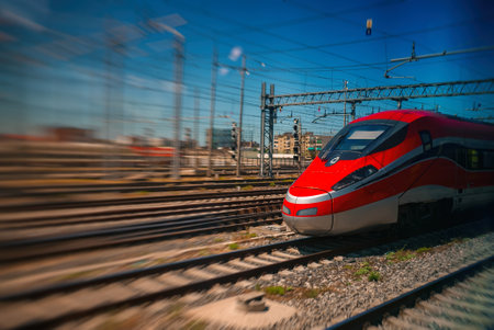 High speed train passes by at high speed.の写真素材