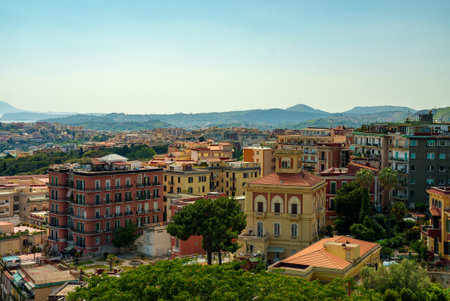 Chiaia and Posillipo neighbourhoods on the seafront in Naples, Italy.のeditorial素材