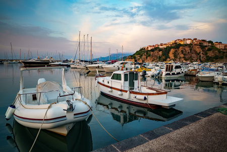 Port with yachts and boats in Agropoli. Porto di Agropoli.