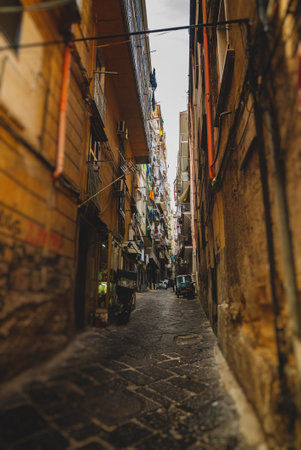 Typical street with houses in Italy.の写真素材