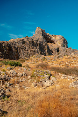 The Medieval Acropolis of Lindos, Rhodes, Greece.の写真素材