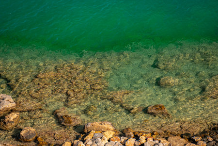 Place for snorkeling is St. Paul's Bay in Rhodes.の写真素材