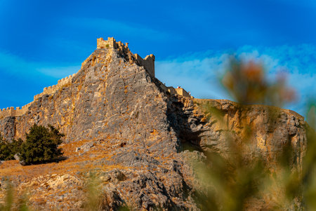 The Medieval Acropolis of Lindos, Rhodes, Greece.の写真素材