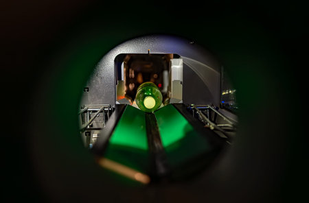 Mechanism inside of reverse vending bottle recycling machine.