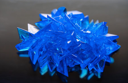 Blue crystals of grown copper sulphate.