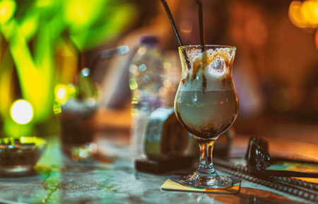 Milkshake on the table in a nightclub.