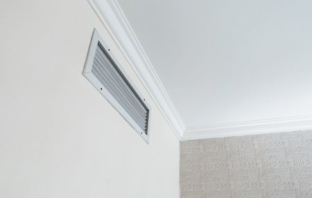 Ventilation grill in the room. Built-in air conditioner.