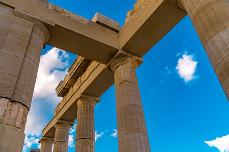 Row of Greek Hellenistic stoa columns.の写真素材