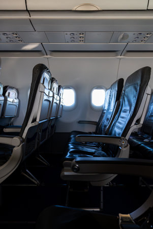 Empty seats on an airplane. Inside the Airplane.の写真素材