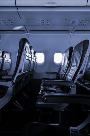 Empty seats on an airplane. Inside the Airplane.の写真素材