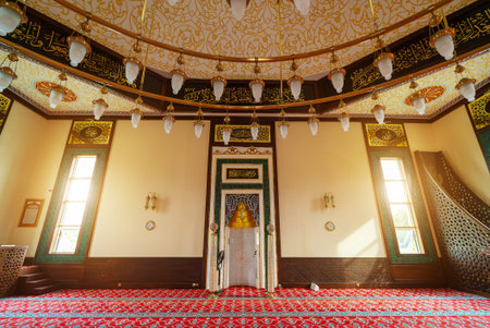 Interior of a mosque with two minarets.の写真素材