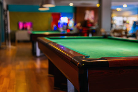 An Interior with billiard table outdoors.