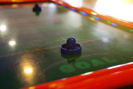 Air hockey game table. Close-up view.の写真素材