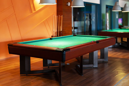 An Interior with billiard table outdoors.