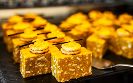 Pieces of sherbet with nuts.の写真素材