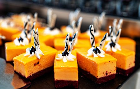 Orange carrot cakes on a plate.の写真素材