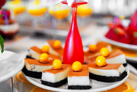 Caramel pudding cake on the plate.の写真素材