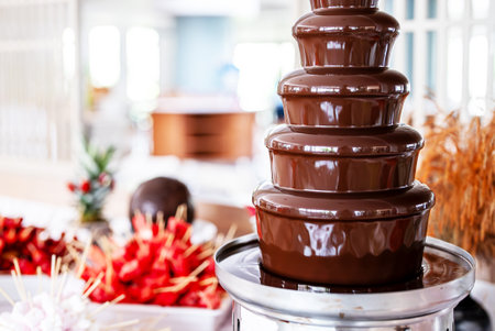 Chocolate fountain in the buffet.の写真素材