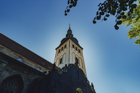 View of the St. Nicholas Church in old Tallinn.の写真素材