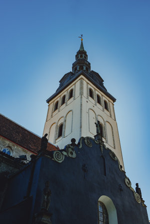 View of the St. Nicholas Church in old Tallinn.の写真素材