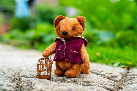 Handmade craft bear. Children's toy.