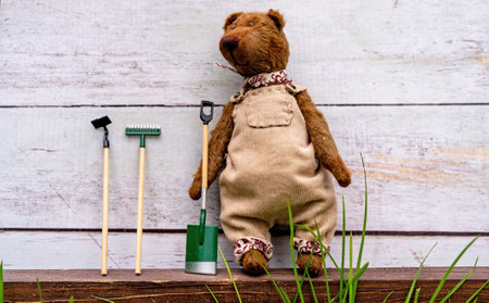 Handmade craft bear. Children's toy.の写真素材