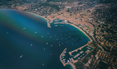 Bird's eye view of Cannes, France.の写真素材