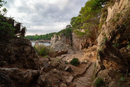 Popular hiking trail in the south of France on Cap d'Antibes.の写真素材
