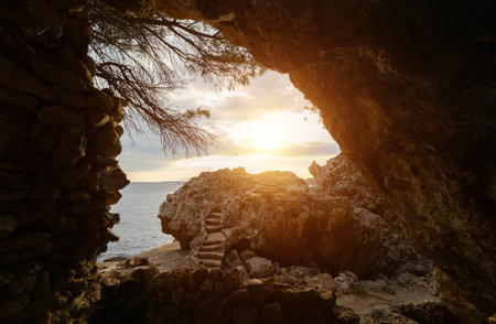 Popular hiking trail in the south of France on Cap d'Antibes.の写真素材