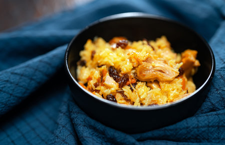 Freshly Cooked Chicken Pilaf Served in Bowl.の写真素材