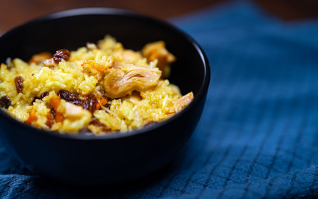 Freshly Cooked Chicken Pilaf Served in Bowl.の写真素材