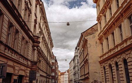 Typical Street Scene in Prague Old Town Architecture.の写真素材