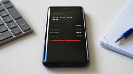 Suspicious activity detected message on smartphone screen.