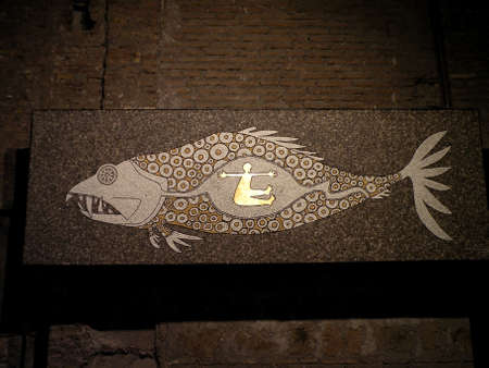 Ancient mosaic in the corridor of the Roman Colosseum, Rome, Italyのeditorial素材