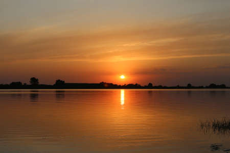 Spectacular sunset over the river Donの写真素材