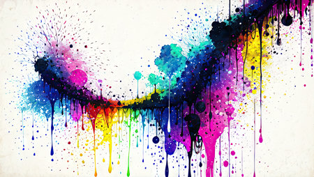 Colorful paint splashes on white background. Grunge styleの素材