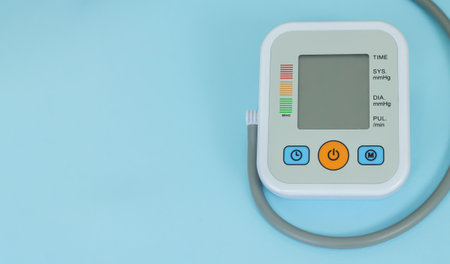 Electronic tonometer for measure blood pressure with blank monitor closeupの写真素材