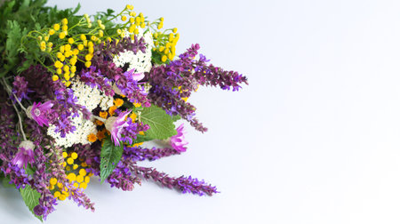 Beautiful buquet of mixed colorful summer wildflowersの写真素材